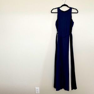 Colour-block blue and white maxi dress